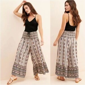 Maeve Anthropologie Zamirah Wide Leg Pants Smocked Waist Striped Size Small